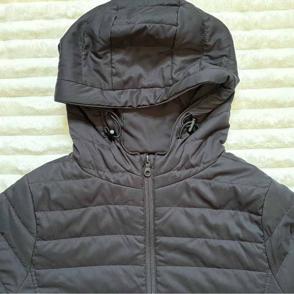 Girlfriend Collective Packable Puffer Jacket Hooded Black Womens Medium - Picture 4 of 10